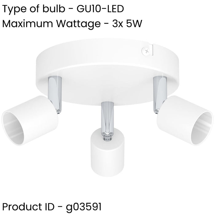 Stylish White Triple Ceiling Spotlight for Indoor Home Lighting