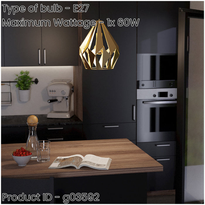 Stylish Modern Gold Coloured Pendant Light for Indoor Spaces