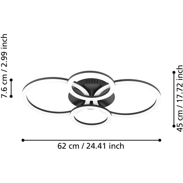 Stylish Modern Black Pendant Light 45cm Indoor Ceiling Fixture for Home Decor