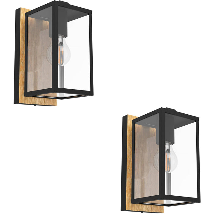 2 PACK Stylish Modern Black and Brown Wall Light for Indoor Spaces