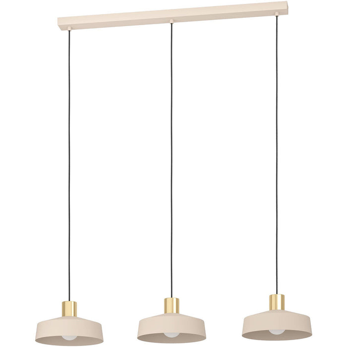 Stylish Sandy Brushed Brass Triple Pendant Light for Indoor Ceilings
