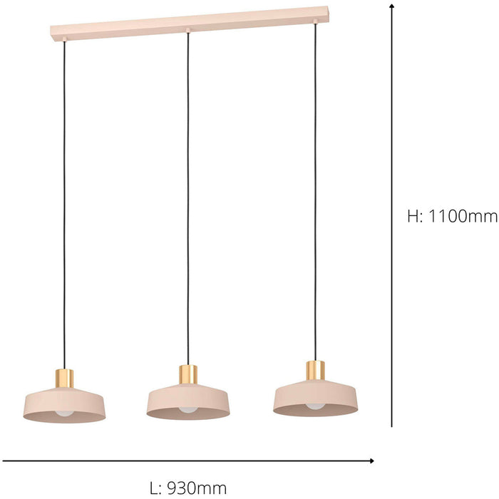 Stylish Sandy Brushed Brass Triple Pendant Light for Indoor Ceilings
