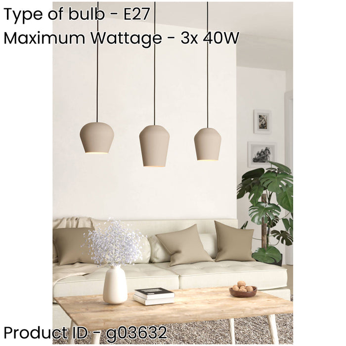 Sandy Triple Pendant Light Modern Design Indoor Ceiling Fixture with 3 Bulbs