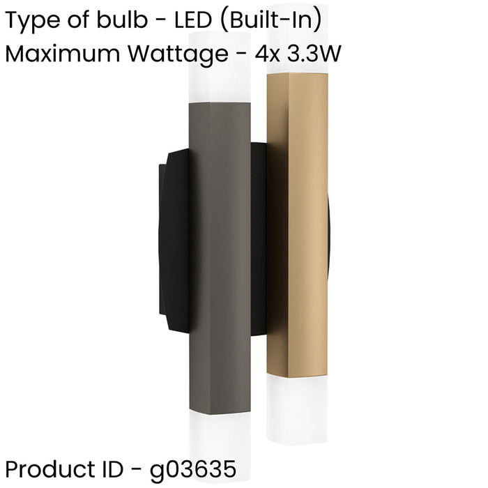 2 PACK Stylish Modern Black, Grey, and Brown Indoor Wall Light for Home Décor