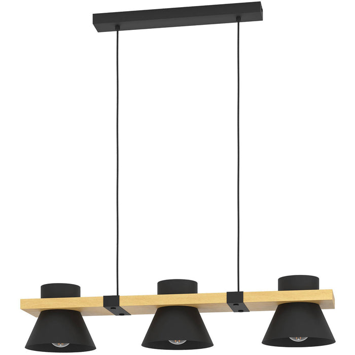 Stylish Modern Black and Brown Triple Pendant Ceiling Light for Indoor Spaces