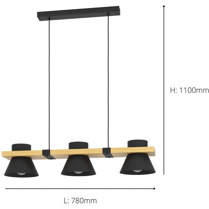 Stylish Modern Black and Brown Triple Pendant Ceiling Light for Indoor Spaces