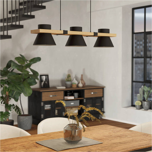 Stylish Modern Black and Brown Triple Pendant Ceiling Light for Indoor Spaces