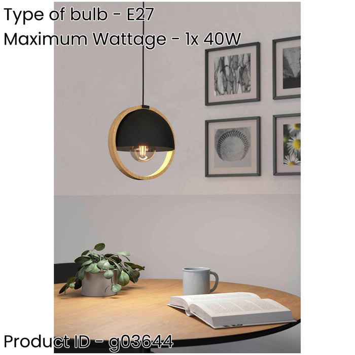 Stylish Modern Black and Brown Pendant Ceiling Light for Indoor Spaces