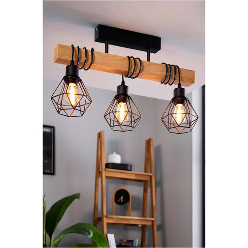 Stunning Modern Black and Brown Triple Pendant Light 55cm Indoor Ceiling Fixture