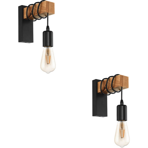 2 PACK Stylish Modern Black and Brown LED Wall Light for Indoor Spaces