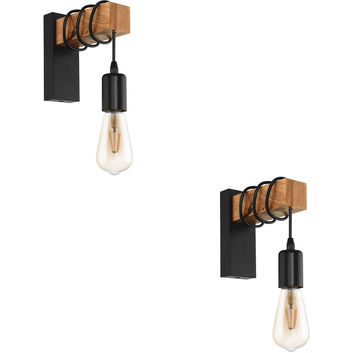 2 PACK Stylish Modern Black and Brown LED Wall Light for Indoor Spaces
