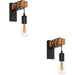 2 PACK Stylish Modern Black and Brown LED Wall Light for Indoor Spaces