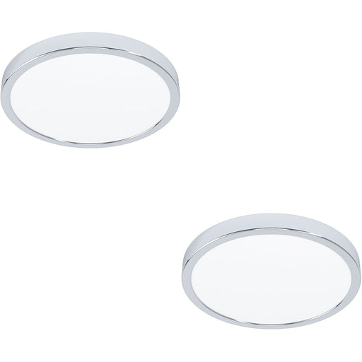 2 PACK Stylish Modern Chrome LED Ceiling Light 27cm Semi Flush Fixture for Indoor Spaces