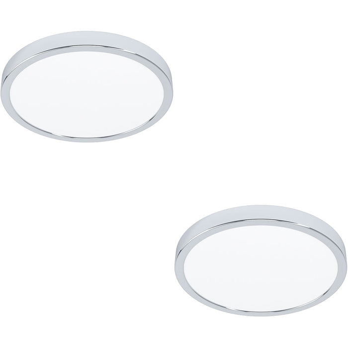 2 PACK Stylish Modern Chrome LED Ceiling Light 27cm Semi Flush Fixture for Indoor Spaces