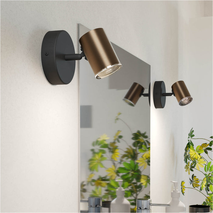 Sleek Modern Bronze and Black LED Ceiling Spotlight for Bathroom Lighting