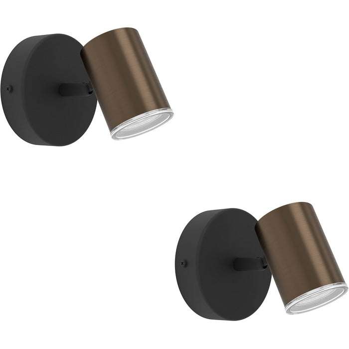 2 PACK Sleek Modern Bronze and Black LED Ceiling Spotlight for Bathroom Lighting