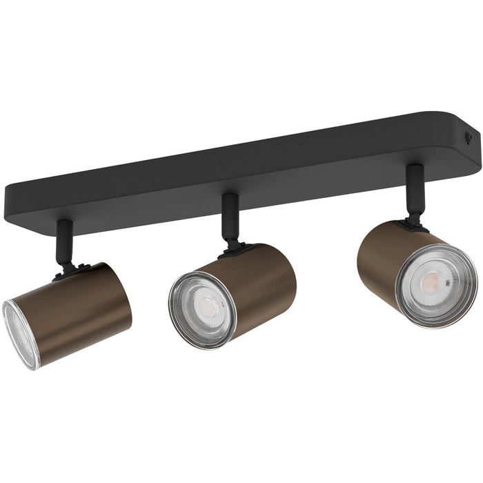 Stylish Bronze and Black Triple LED Bathroom Ceiling Spotlight for Modern Interiors