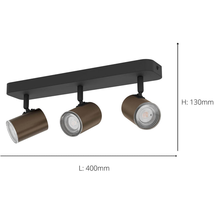 Stylish Bronze and Black Triple LED Bathroom Ceiling Spotlight for Modern Interiors