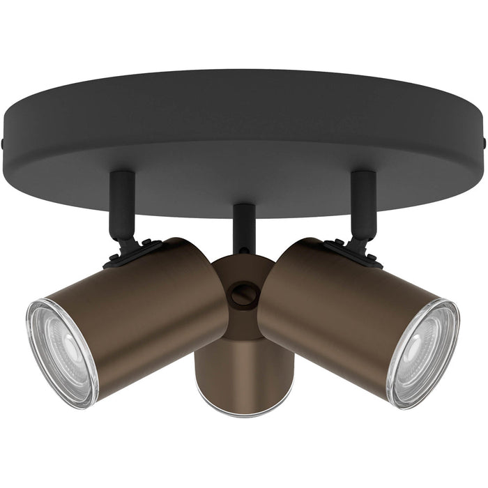 Stylish Bronze and Black Triple Round LED Bathroom Ceiling Spotlight for Modern Interiors