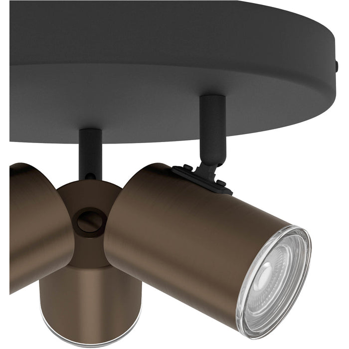 Stylish Bronze and Black Triple Round LED Bathroom Ceiling Spotlight for Modern Interiors