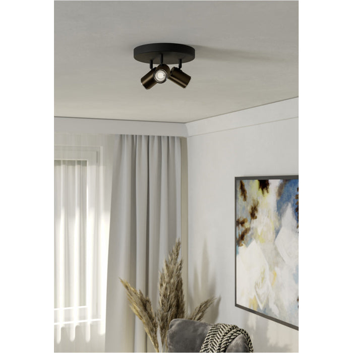 Stylish Bronze and Black Triple Round LED Bathroom Ceiling Spotlight for Modern Interiors