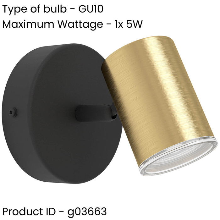 2 PACK Sleek Black and Brushed Brass LED Ceiling Spotlight for Modern Bathrooms