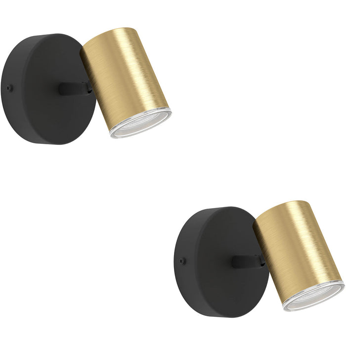 2 PACK Sleek Black and Brushed Brass LED Ceiling Spotlight for Modern Bathrooms