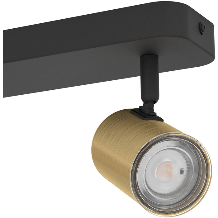 Sleek Modern Black and Brushed Brass LED Bathroom Ceiling Spotlight