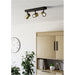 Stylish Black and Brushed Brass Triple LED Ceiling Spotlight for Modern Bathrooms