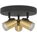 Stylish Black and Brushed Brass Triple Round LED Ceiling Spotlight for Modern Bathrooms