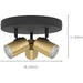 Stylish Black and Brushed Brass Triple Round LED Ceiling Spotlight for Modern Bathrooms