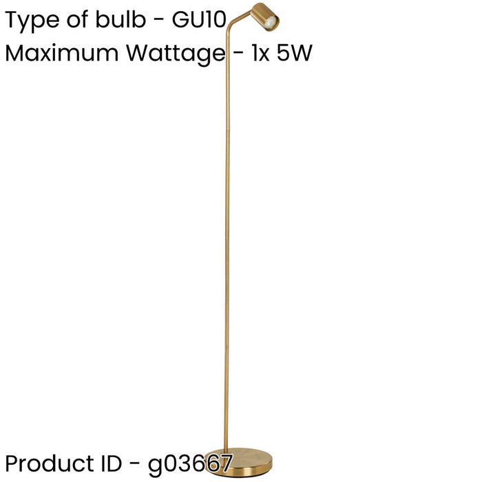 Stylish Modern Brushed Brass Floor Lamp GU10 Indoor Lighting Solution