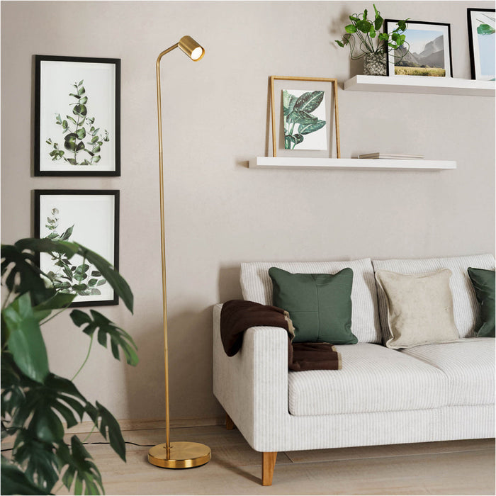 2 PACK Stylish Modern Brushed Brass Floor Lamp GU10 Indoor Lighting Solution
