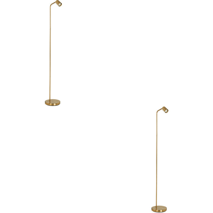 2 PACK Stylish Modern Brushed Brass Floor Lamp GU10 Indoor Lighting Solution