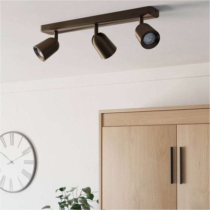 Modern Design Dark Bronze Triple LED Ceiling Spotlight for Indoor Spaces