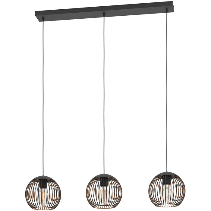 Stylish Black and Copper Triple Pendant Ceiling Light for Modern Interiors 32cm E27