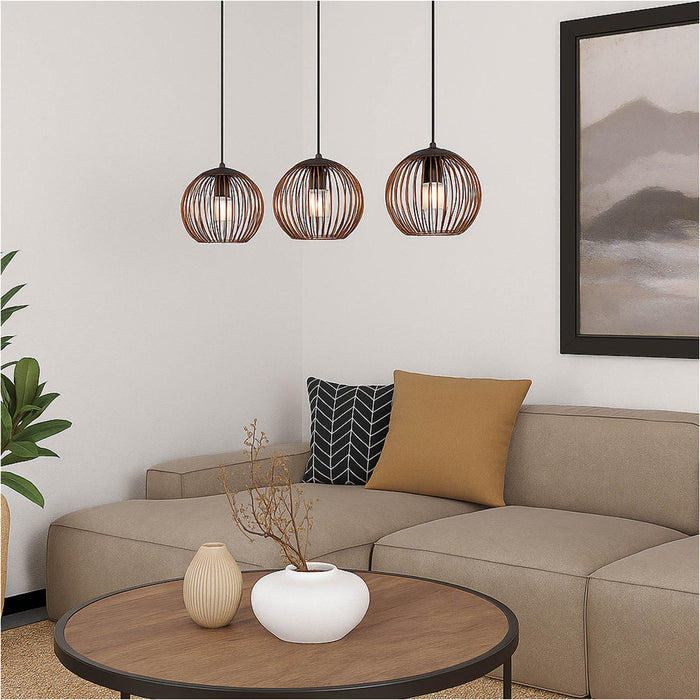 Stylish Black and Copper Triple Pendant Ceiling Light for Modern Interiors 32cm E27