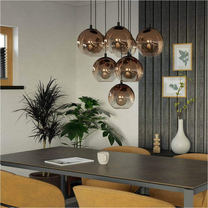 Stylish Modern Black and Copper Triple Pendant Ceiling Light 32cm E27 Fixture