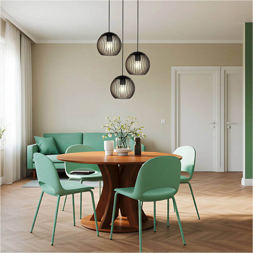 Stylish Modern Black and Copper Triple Pendant Ceiling Light 32cm E27 Fixture