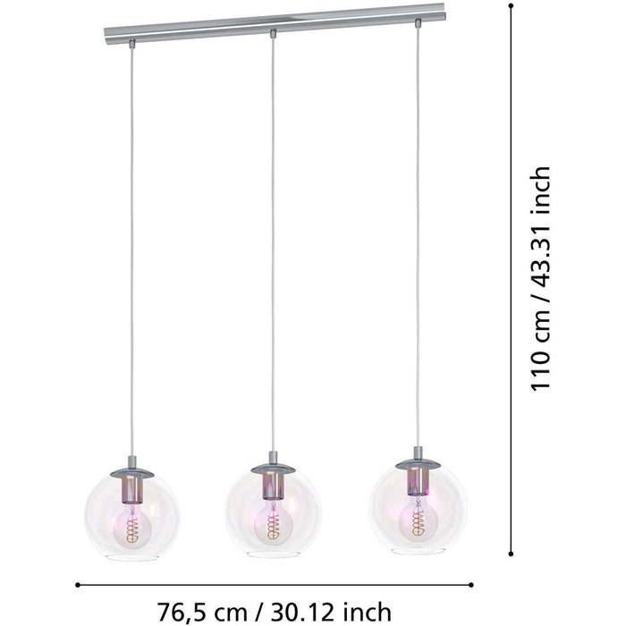 Stylish Modern Chrome Triple Pendant Ceiling Light with E27 Fitting for Contemporary Interiors