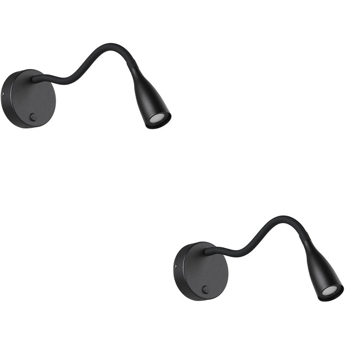 2 PACK Sleek Modern Design Black LED Table Lamp for Indoor Home Decoration