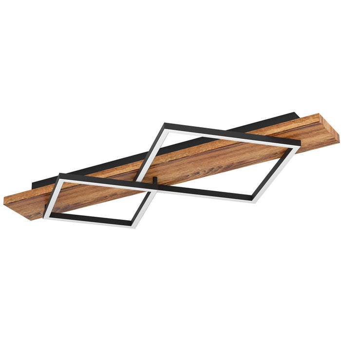 Stylish LED Semi Flush Ceiling Light in Black and Brown Rustic Design for Modern Homes