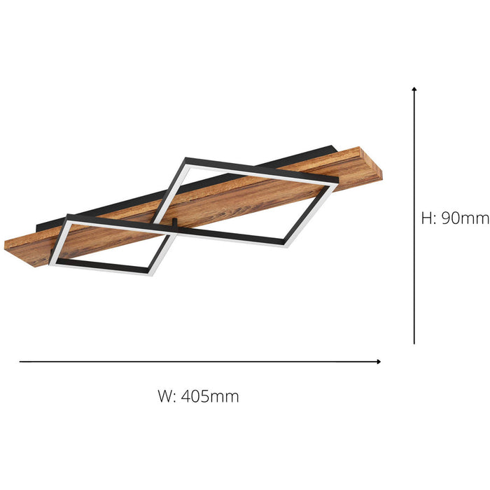 Stylish LED Semi Flush Ceiling Light in Black and Brown Rustic Design for Modern Homes