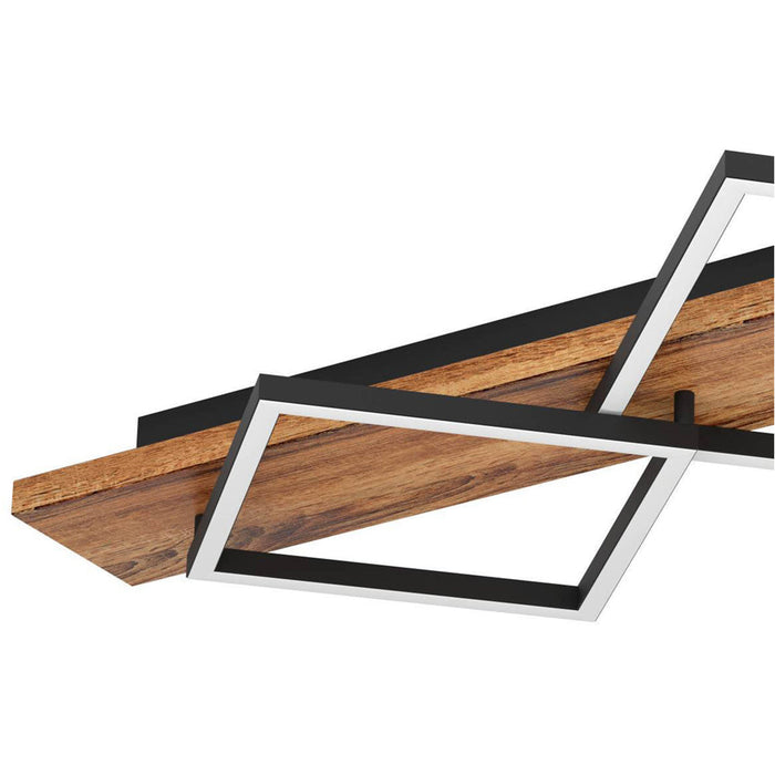 Stylish LED Semi Flush Ceiling Light in Black and Brown Rustic Design for Modern Homes