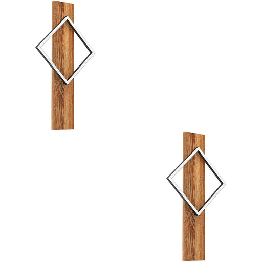 2 PACK Stylish LED Wall Light in Black and Brown for Rustic Indoor Decor