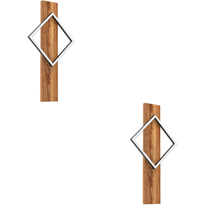 2 PACK Stylish LED Wall Light in Black and Brown for Rustic Indoor Decor