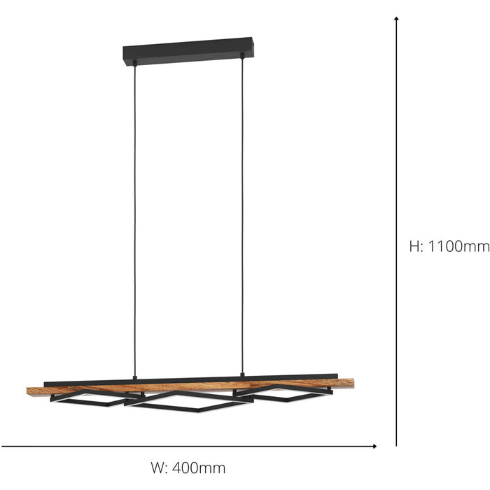 Stylish Modern Black and Brown Rustic LED Pendant Ceiling Light for Indoor Spaces