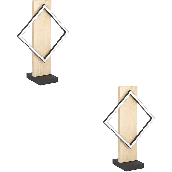 2 PACK Modern Design LED Table Lamp in Black and Brown for Stylish Home Lighting
