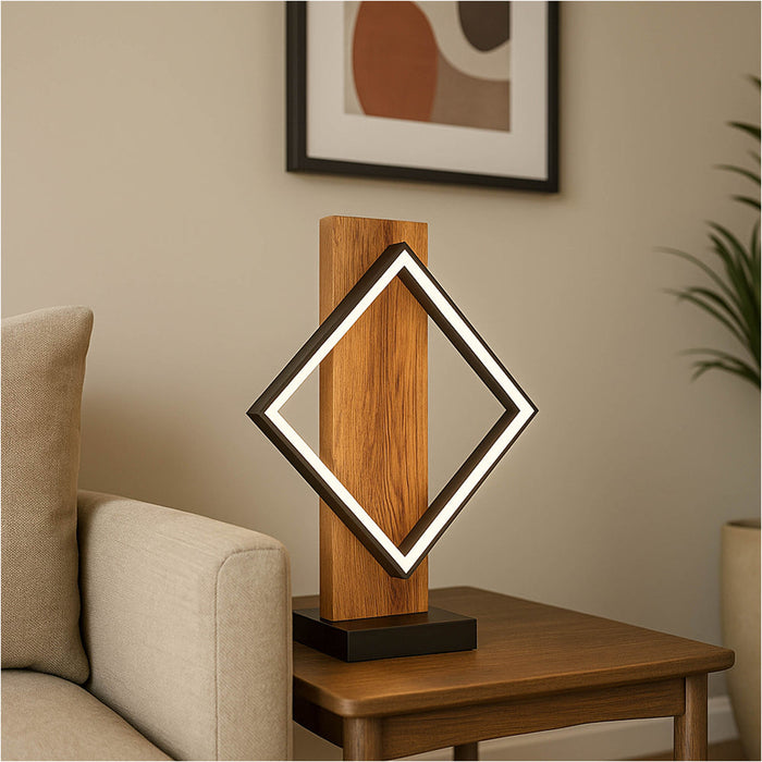 Stylish Modern Black and Brown Rustic LED Table Lamp for Indoor Home Decor