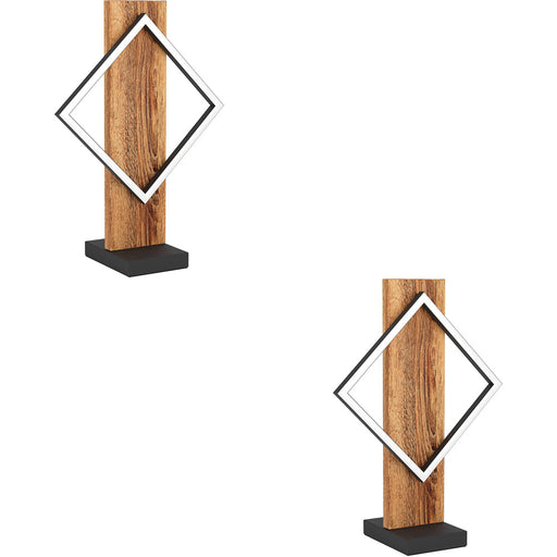 2 PACK Stylish Modern Black and Brown Rustic LED Table Lamp for Indoor Home Decor